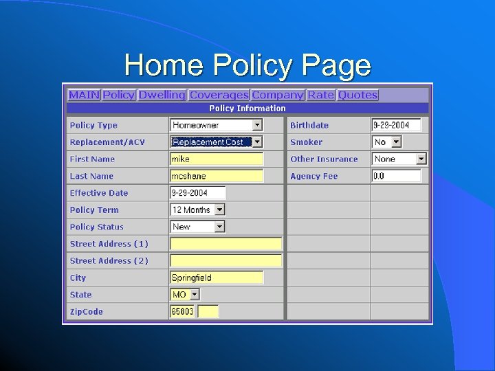 Home Policy Page 