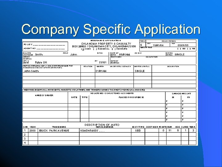 Company Specific Application 