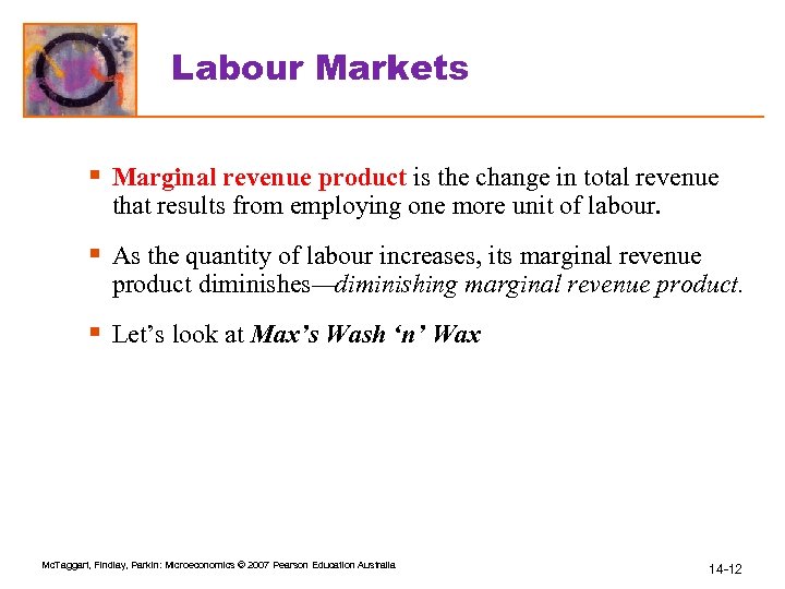 Labour Markets § Marginal revenue product is the change in total revenue that results