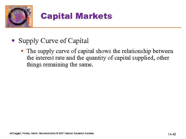 Capital Markets § Supply Curve of Capital § The supply curve of capital shows