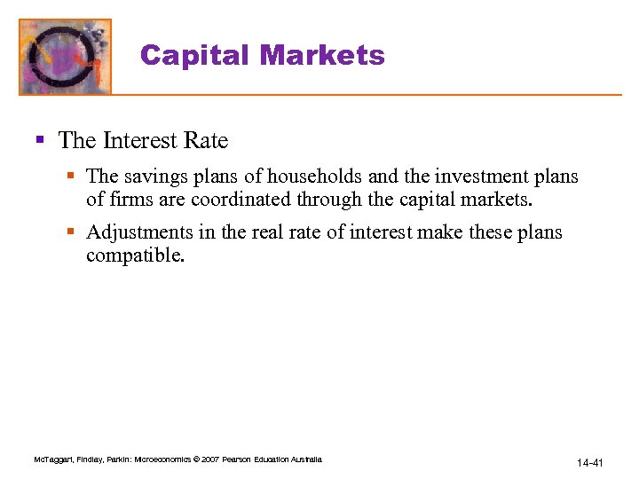 Capital Markets § The Interest Rate § The savings plans of households and the