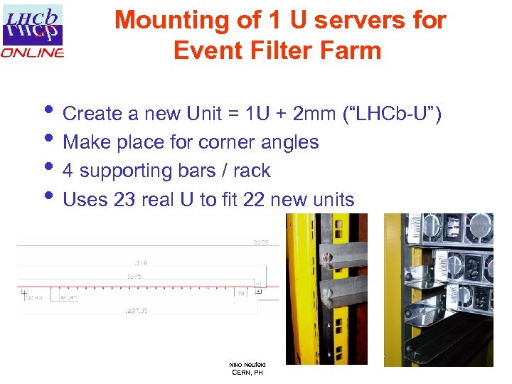 Mounting of 1 U servers for Event Filter Farm • Create a new Unit