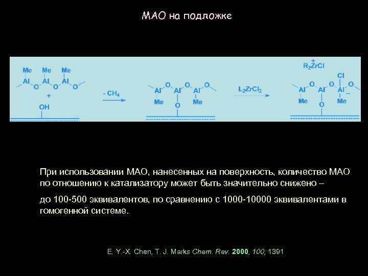 MAO на подложке При использовании MAO, нанесенных на поверхность, количество MAO по отношению к