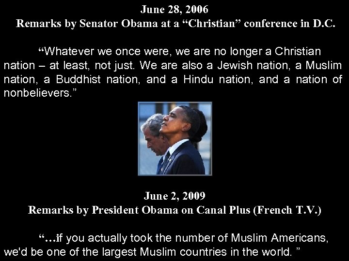 June 28, 2006 Remarks by Senator Obama at a “Christian” conference in D. C.