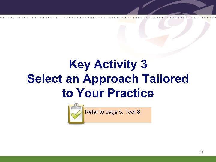 Key Activity 3 Select an Approach Tailored to Your Practice Refer to page 5,