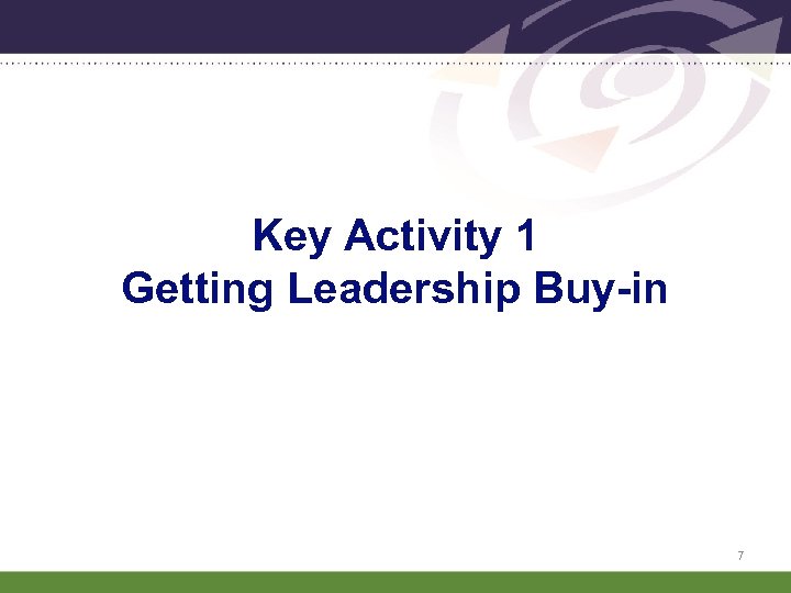 Key Activity 1 Getting Leadership Buy-in 7 