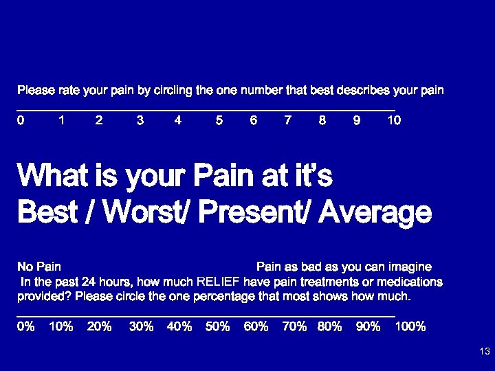 Please rate your pain by circling the one number that best describes your pain