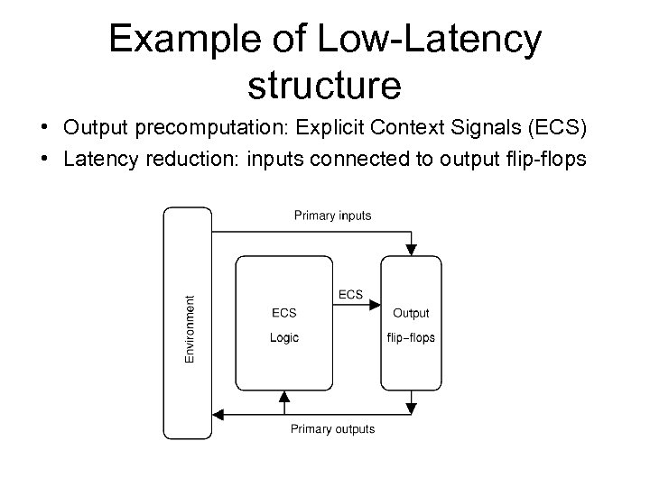 Example of Low-Latency structure • Output precomputation: Explicit Context Signals (ECS) • Latency reduction: