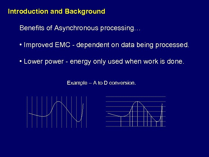 Introduction and Background Benefits of Asynchronous processing… • Improved EMC - dependent on data