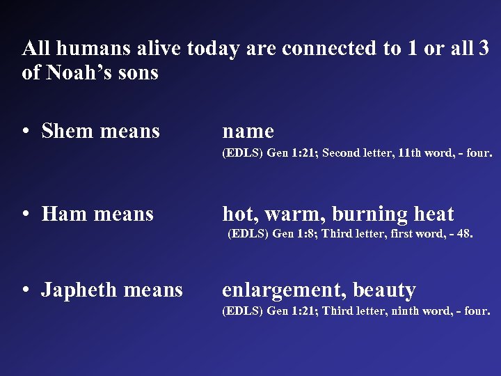 All humans alive today are connected to 1 or all 3 of Noah’s sons