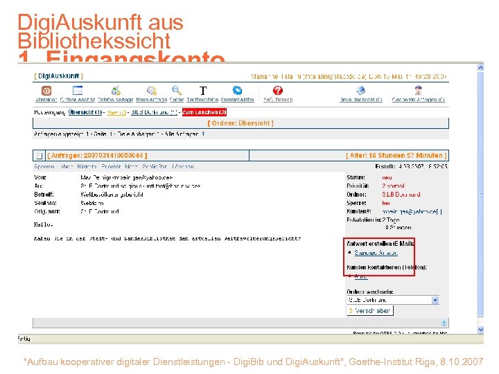 Digi. Auskunft aus Bibliothekssicht 1. Eingangskonto "Aufbau kooperativer digitaler Dienstleistungen - Digi. Bib und