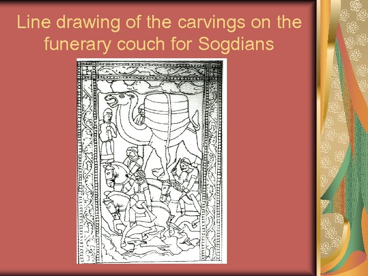 Line drawing of the carvings on the funerary couch for Sogdians 