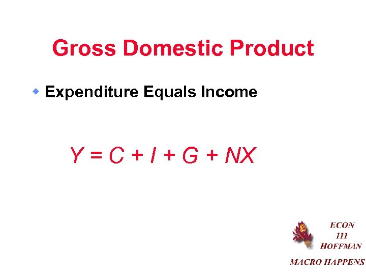 Gross Domestic Product w Expenditure Equals Income Y = C + I + G