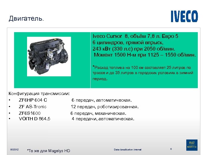  Двигатель. Iveco Cursor 8, объём 7, 8 л. Евро 5 6 цилиндров, прямой