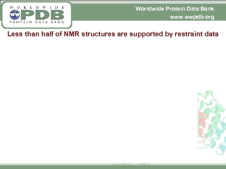 Worldwide Protein Data Bank www. wwpdb. org Less than half of NMR structures are