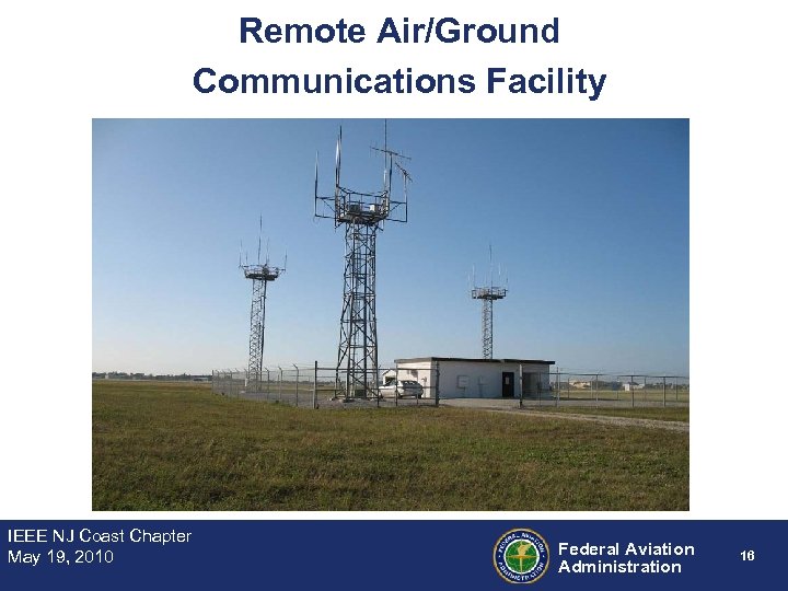 Remote Air/Ground Communications Facility IEEE NJ Coast Chapter May 19, 2010 Federal Aviation Administration