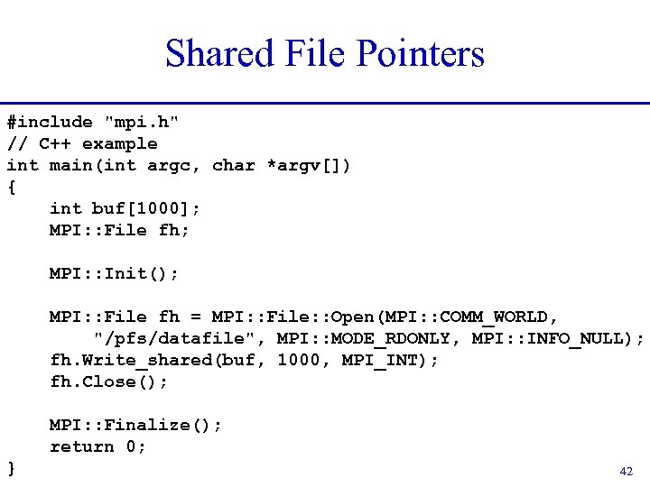 Shared File Pointers #include 