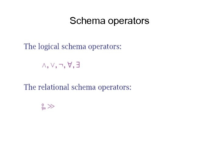 Schema operators 
