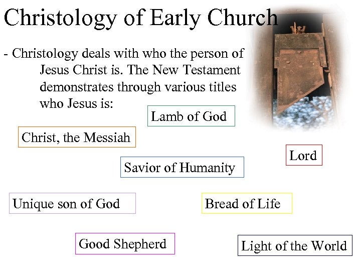 Christology of Early Church - Christology deals with who the person of Jesus Christ