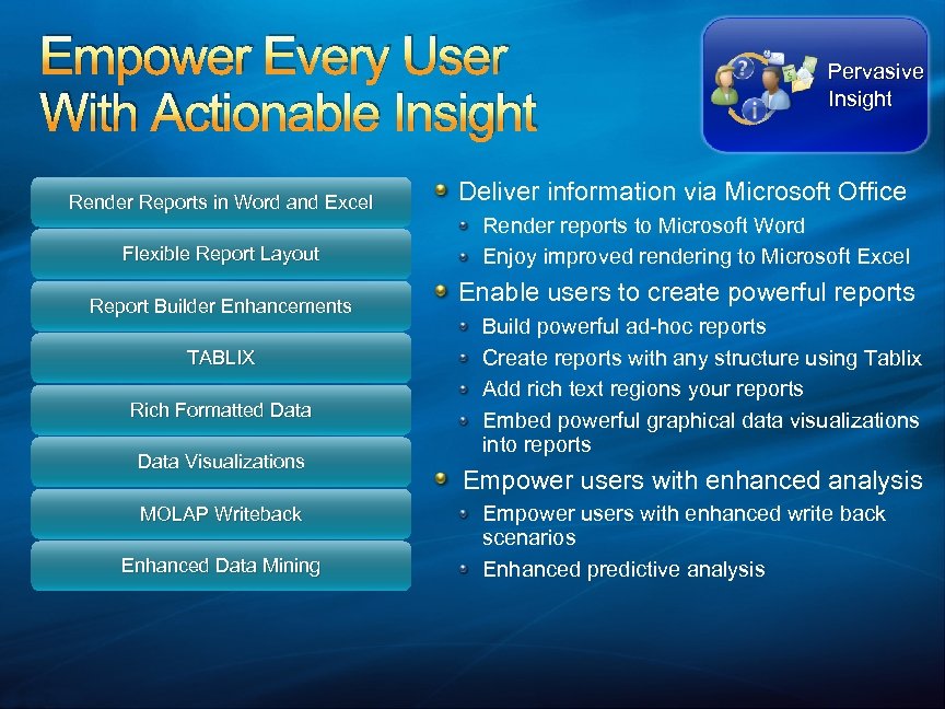 Empower Every User With Actionable Insight Render Reports in Word and Excel Flexible Report