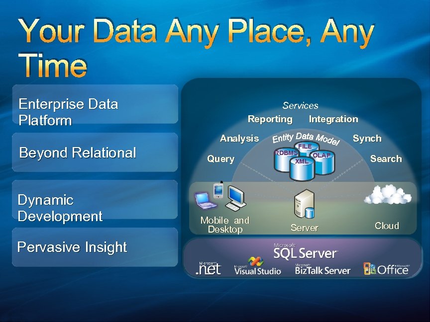 Your Data Any Place, Any Time Enterprise Data Platform Services Reporting Integration Analysis Beyond