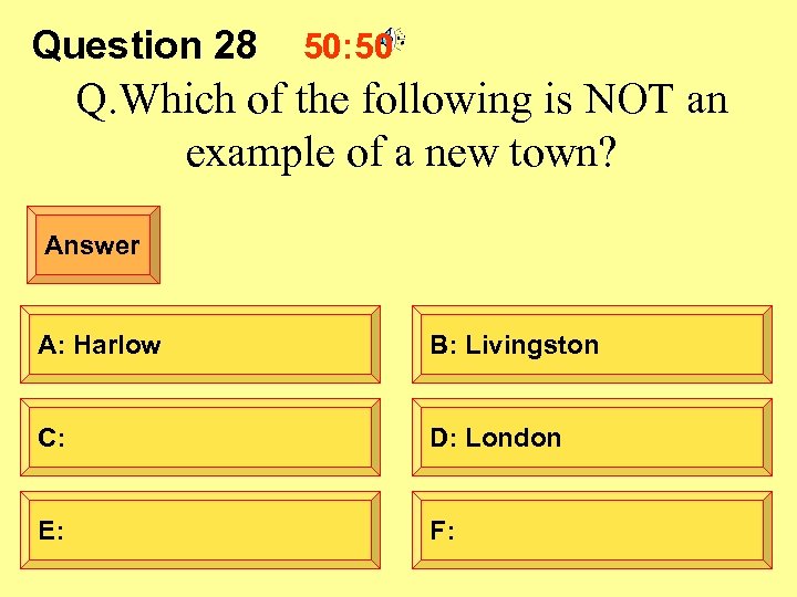 Question 28 50: 50 Q. Which of the following is NOT an example of