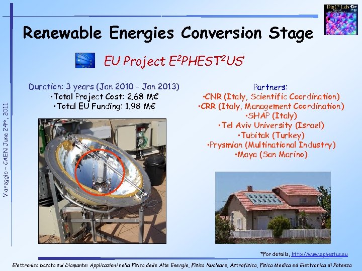 Renewable Energies Conversion Stage Viareggio – CAEN June 24 th, 2011 EU Project E