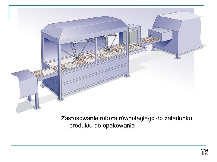 Zastosowanie robota równoległego do załadunku produktu do opakowania 