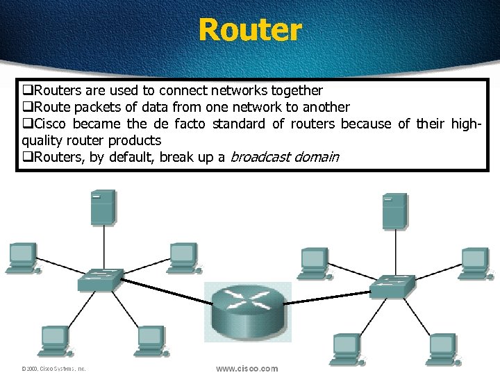 Router q. Routers are used to connect networks together q. Route packets of data