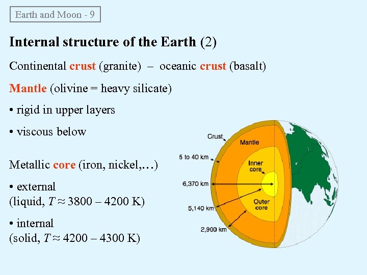 Earth and Moon - 9 Internal structure of the Earth (2) Continental crust (granite)