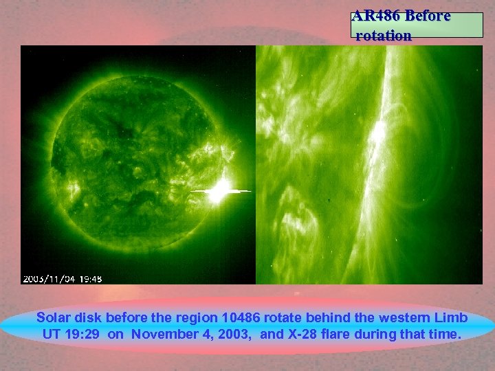 AR 486 Before rotation Solar disk before the region 10486 rotate behind the western