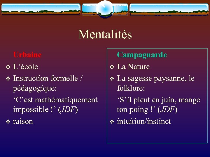 Mentalités Urbaine v L’école v Instruction formelle / pédagogique: ‘C’est mathématiquement impossible !’ (JDF)