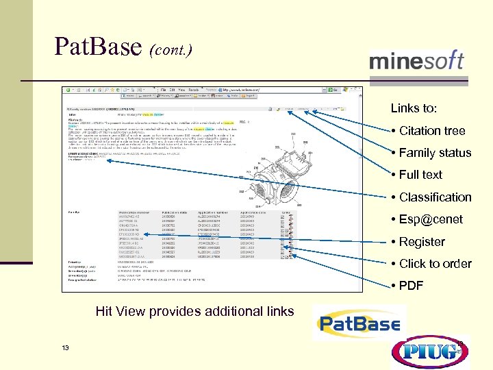 Pat. Base (cont. ) Links to: • Citation tree • Family status • Full