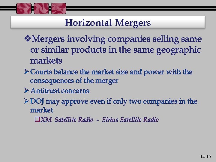 Horizontal Mergers v. Mergers involving companies selling same or similar products in the same
