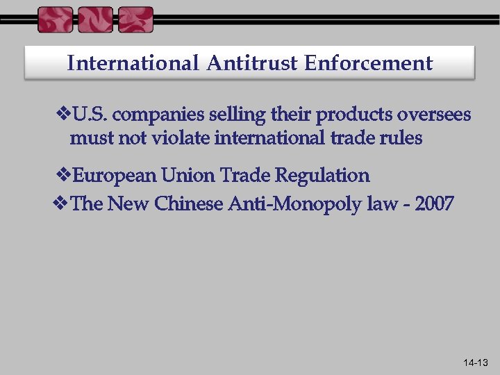 International Antitrust Enforcement v. U. S. companies selling their products oversees must not violate
