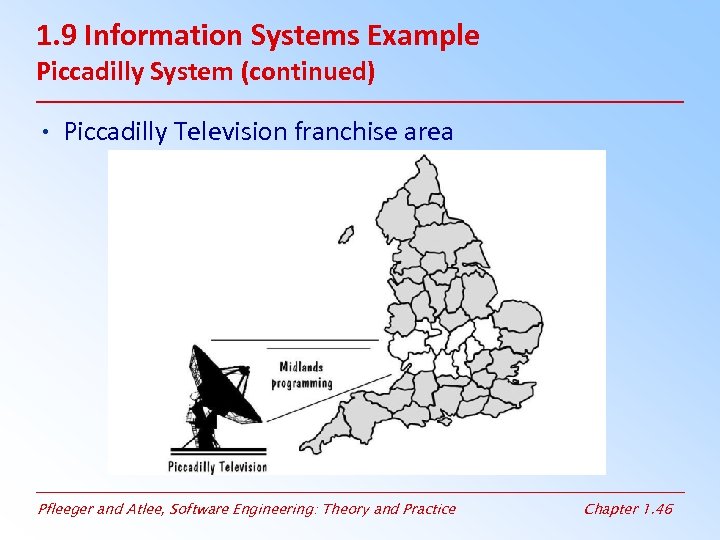 1. 9 Information Systems Example Piccadilly System (continued) • Piccadilly Television franchise area Pfleeger