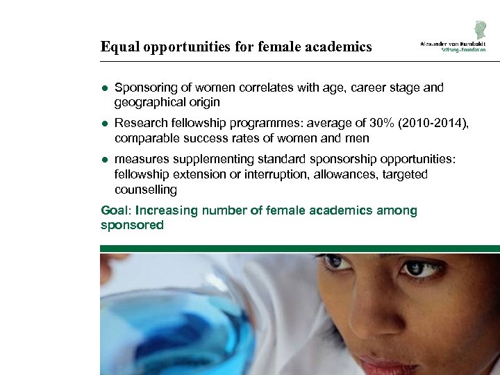 Equal opportunities for female academics ● Sponsoring of women correlates with age, career stage