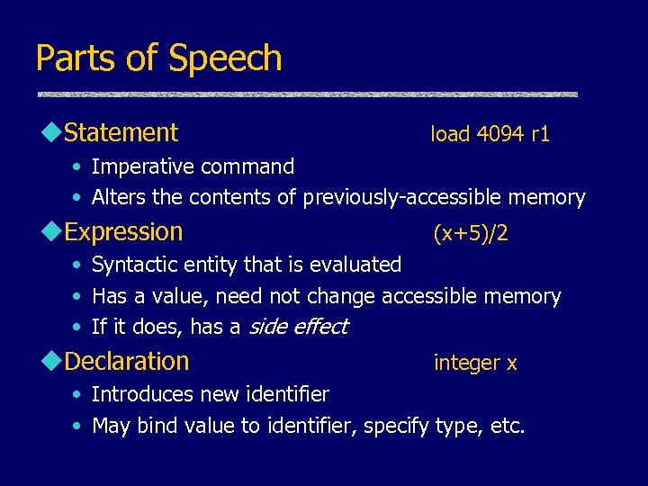 Parts of Speech u. Statement load 4094 r 1 • Imperative command • Alters