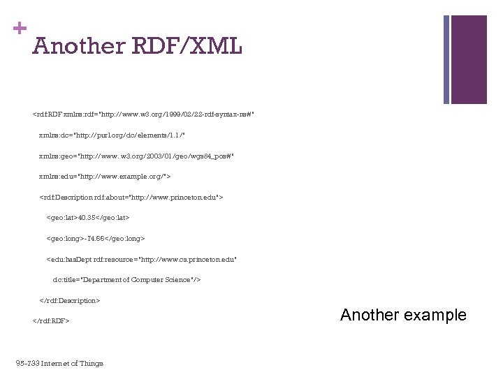 + Another RDF/XML <rdf: RDF xmlns: rdf="http: //www. w 3. org/1999/02/22 -rdf-syntax-ns#" xmlns: dc="http: