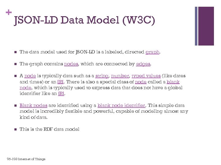 + JSON-LD Data Model (W 3 C) n The data model used for JSON-LD