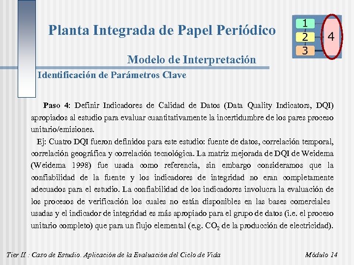 Planta Integrada de Papel Periódico Modelo de Interpretación Identificación de Parámetros Clave Paso 4: