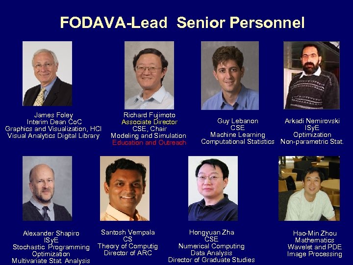 FODAVA-Lead Senior Personnel James Foley Interim Dean Co. C Graphics and Visualization, HCI Visual