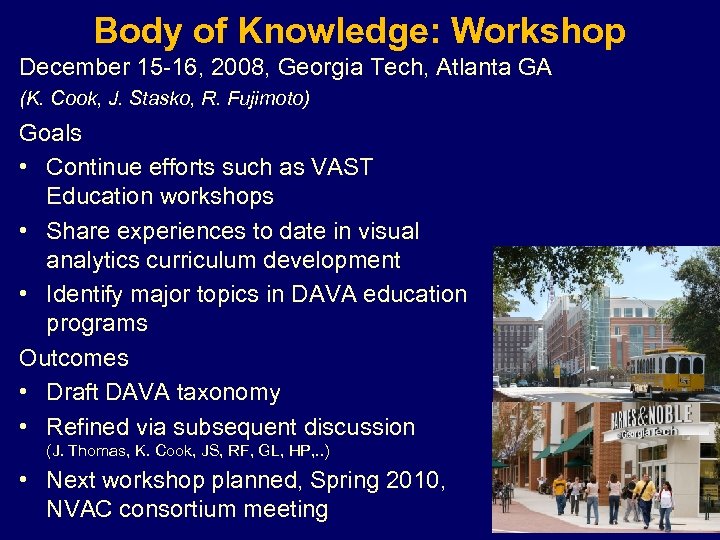 Body of Knowledge: Workshop December 15 -16, 2008, Georgia Tech, Atlanta GA (K. Cook,