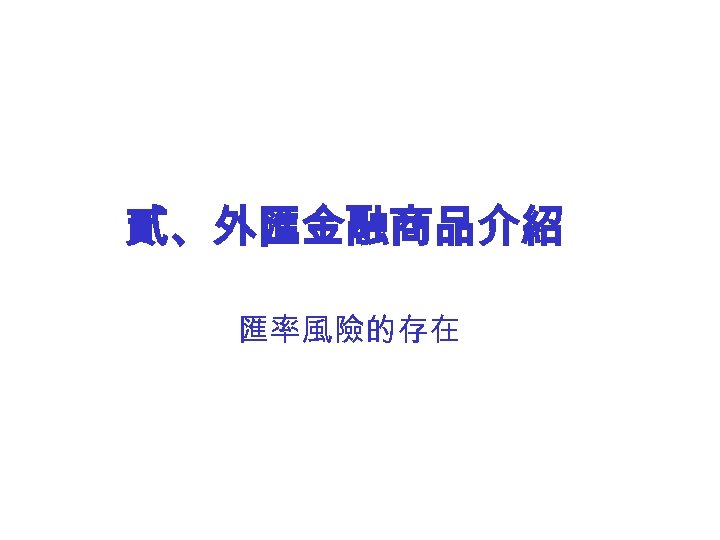 貳、外匯金融商品介紹 匯率風險的存在 