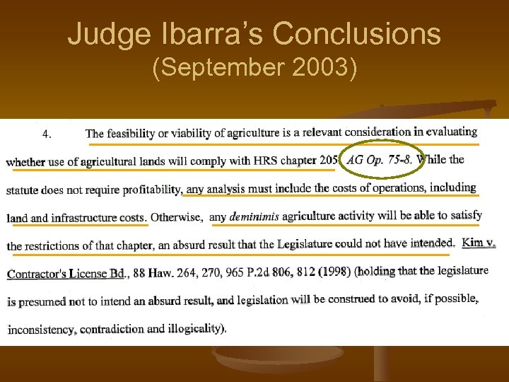 Judge Ibarra’s Conclusions (September 2003) 
