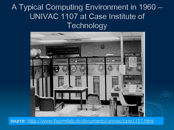 A Typical Computing Environment in 1960 – UNIVAC 1107 at Case Institute of Technology