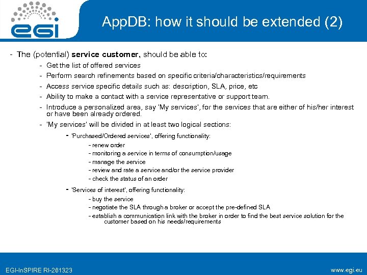 App. DB: how it should be extended (2) - The (potential) service customer, should