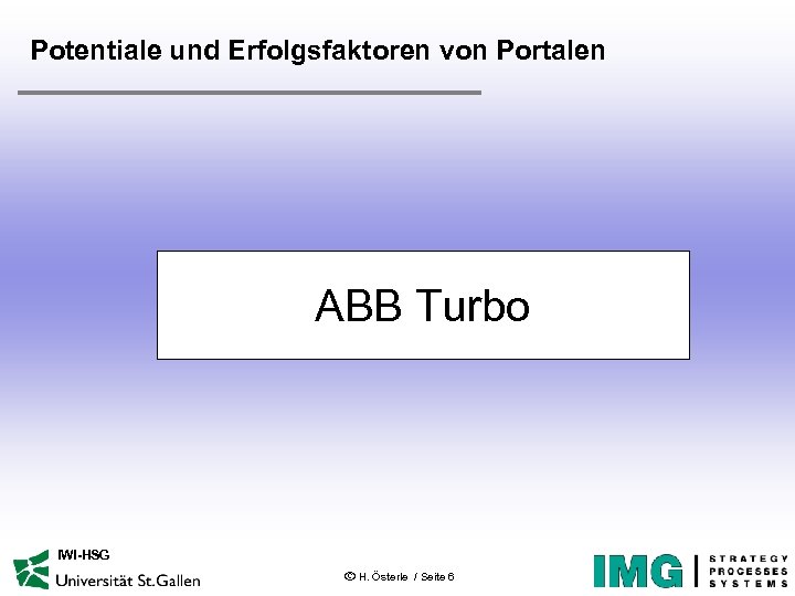 Potentiale und Erfolgsfaktoren von Portalen ABB Turbo IWI-HSG ã H. Österle / Seite 6