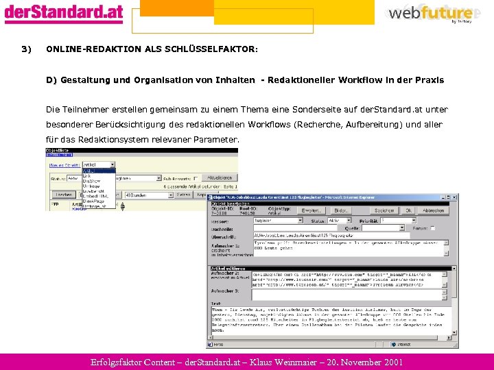 3) ONLINE-REDAKTION ALS SCHLÜSSELFAKTOR: D) Gestaltung und Organisation von Inhalten - Redaktioneller Workflow in
