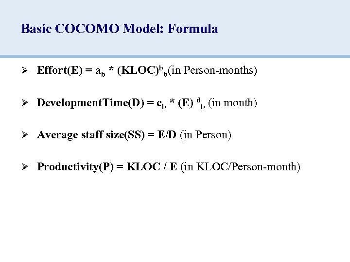 basic cocomo model example